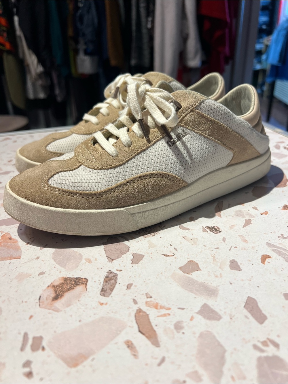 OluKai Women's Suede & Mesh Sneakers - Beige Cream Size 6